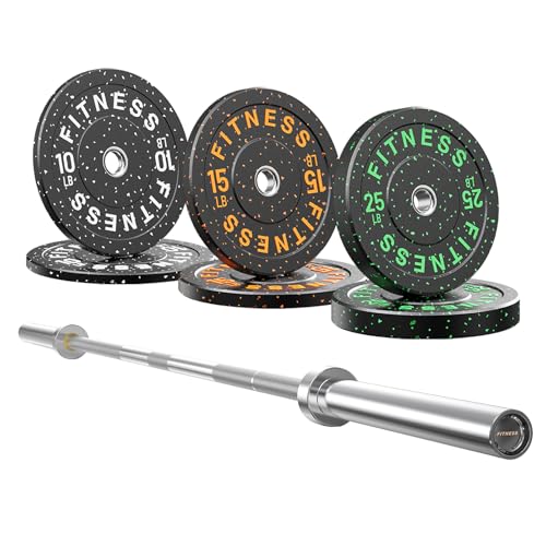 7ft Barbell with Weight Set 2" High Bounce Plates, 1000LB Capacity Home Gym