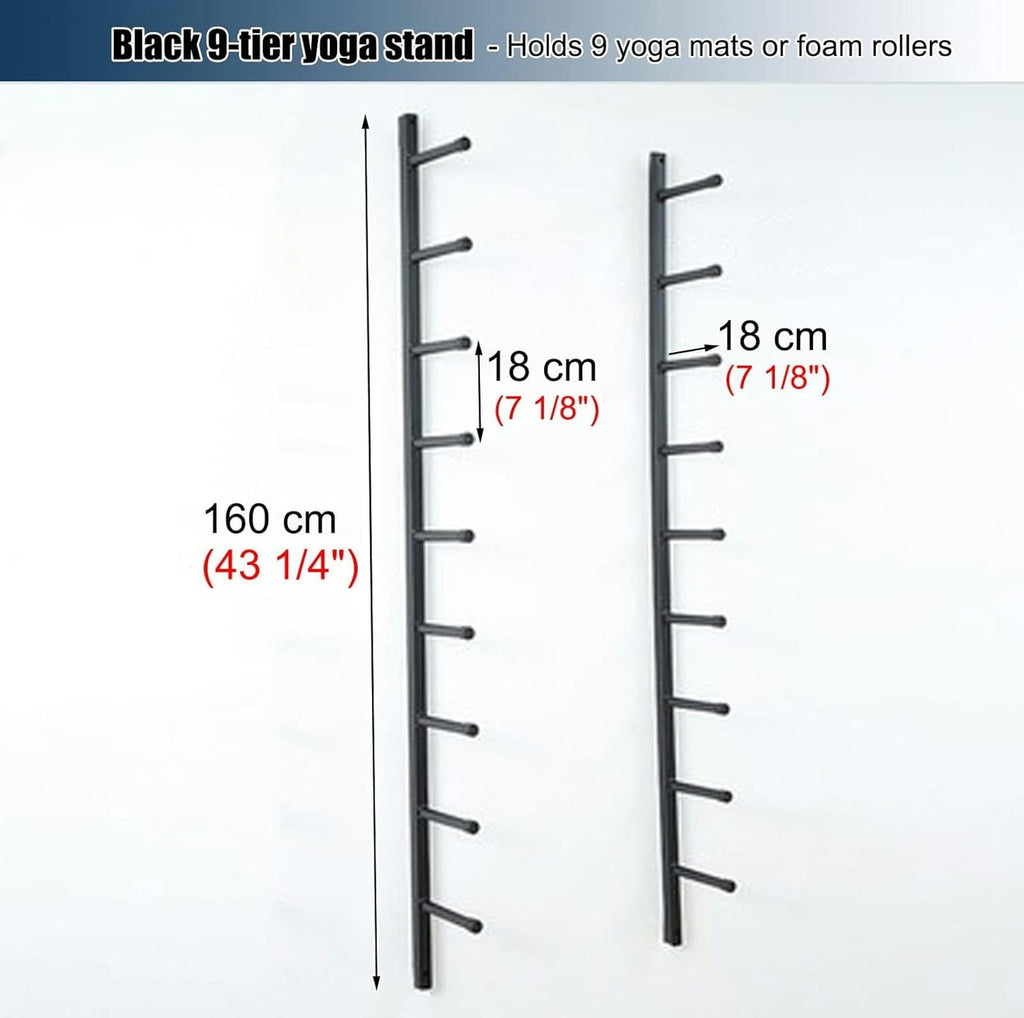 9-Tier Wall-Mounted Yoga Mat Storage Rack