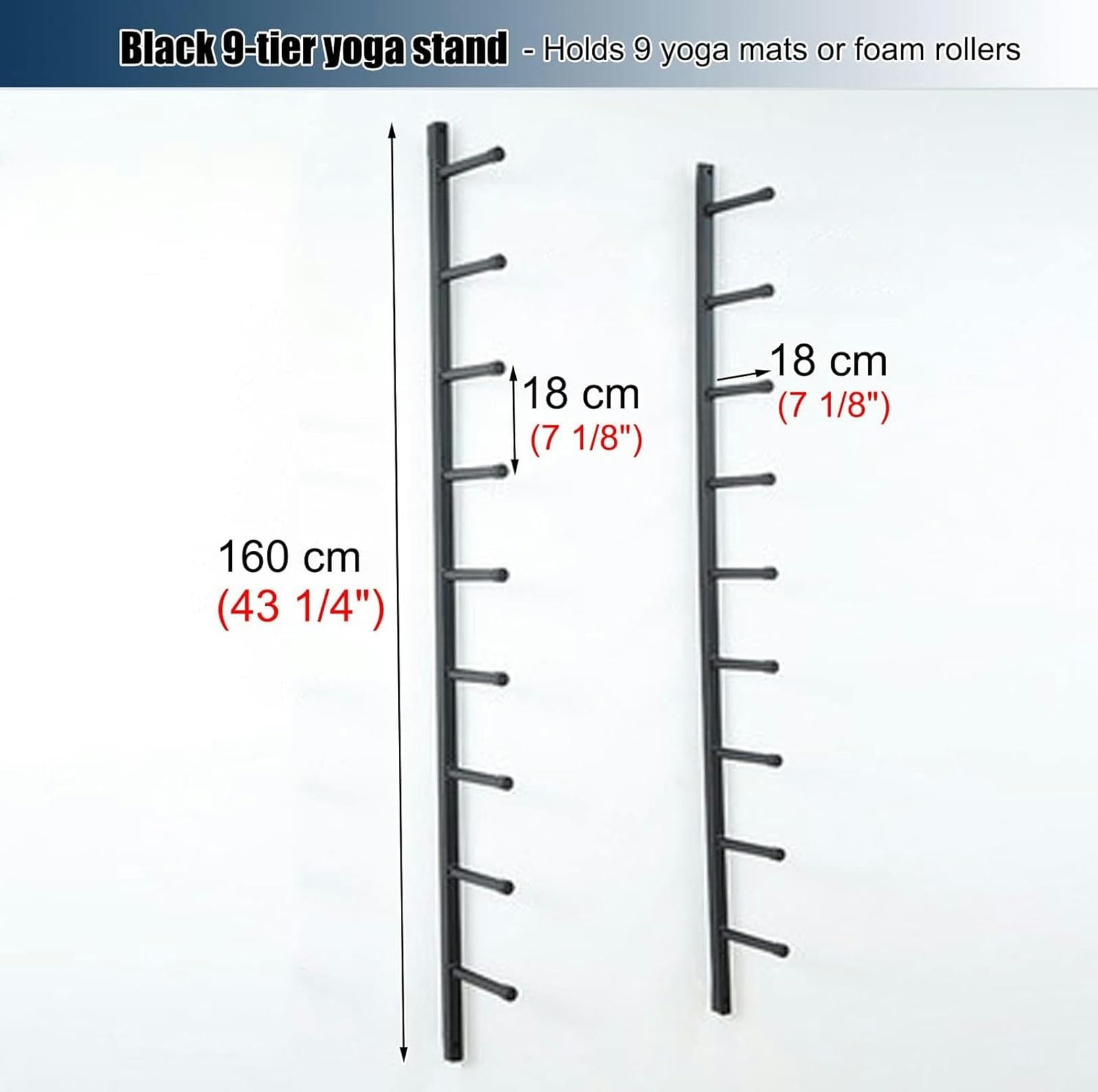9-Tier Wall-Mounted Yoga Mat Storage Rack