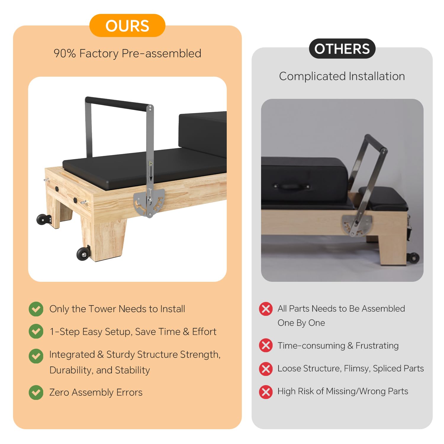 Wooden Pilates Reformer with Tower