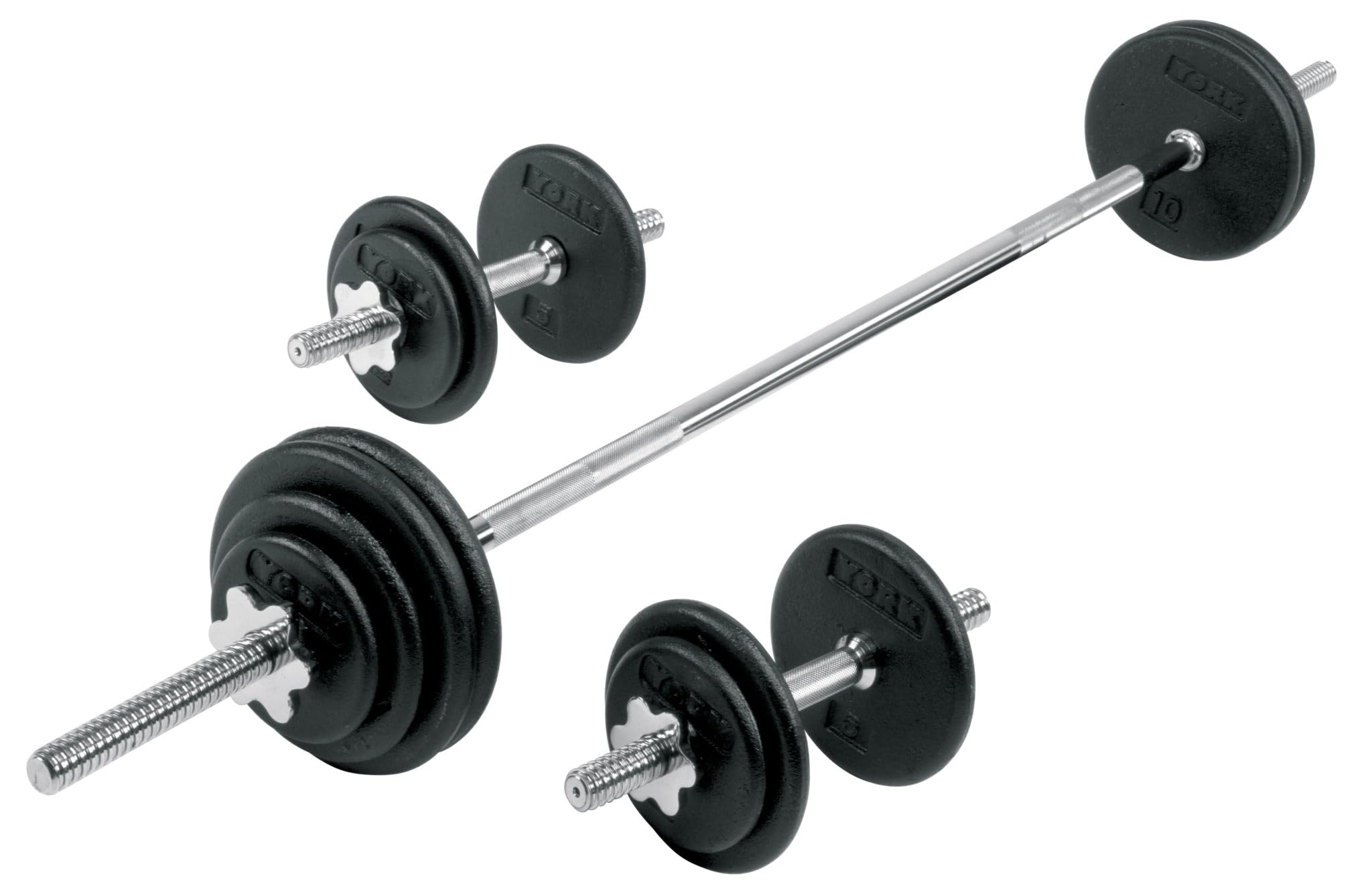 160 LB Adjustable Cast Iron Dumbbell & Barbell Set