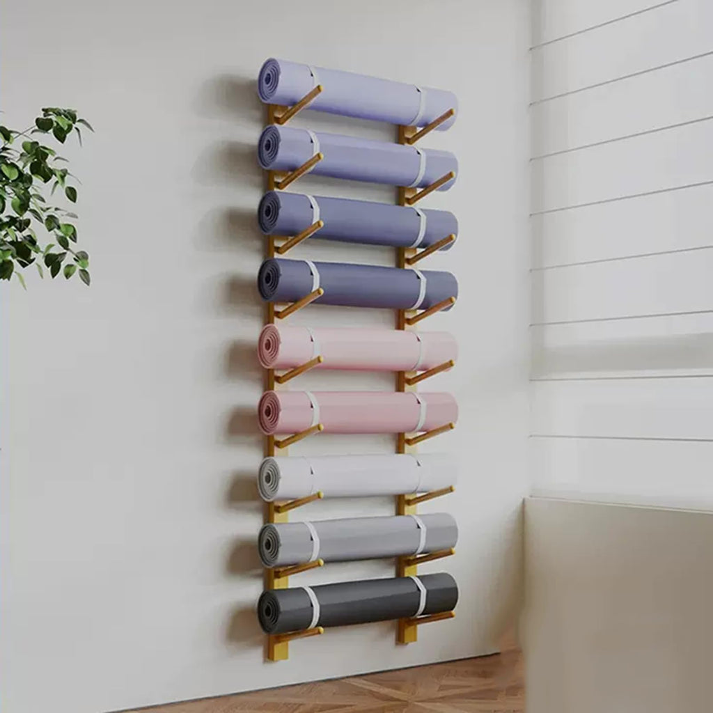 Wall-Mounted Yoga Mat & Foam Roller Rack