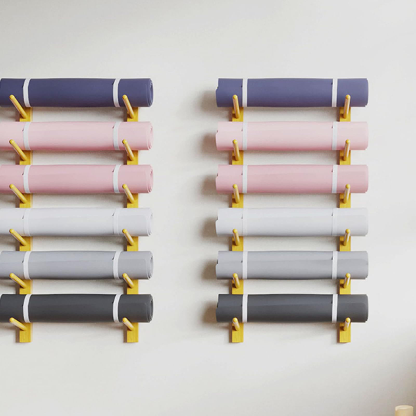 Wall-Mounted Yoga Mat & Foam Roller Rack