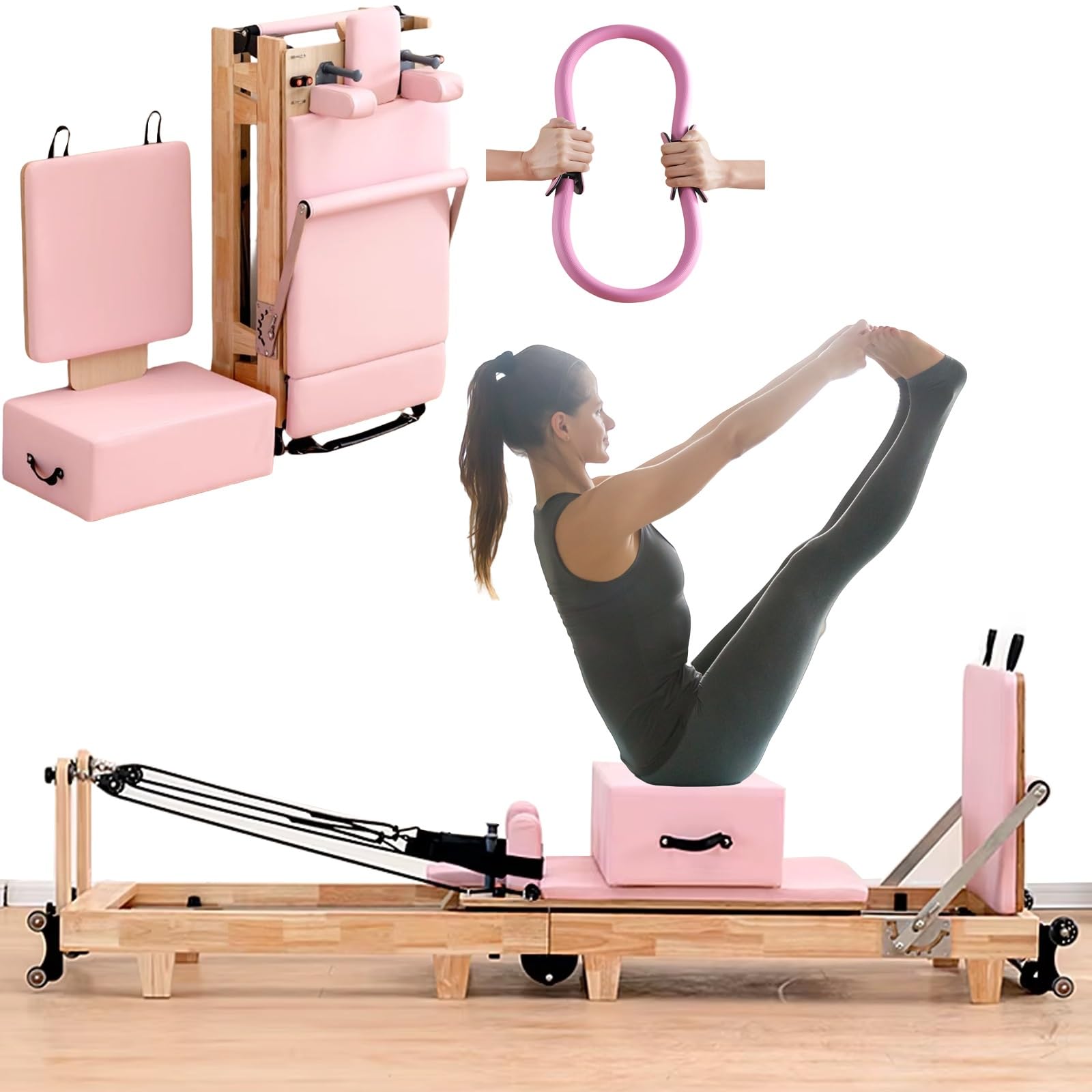 Foldable Oak Wood Pilates Reformer