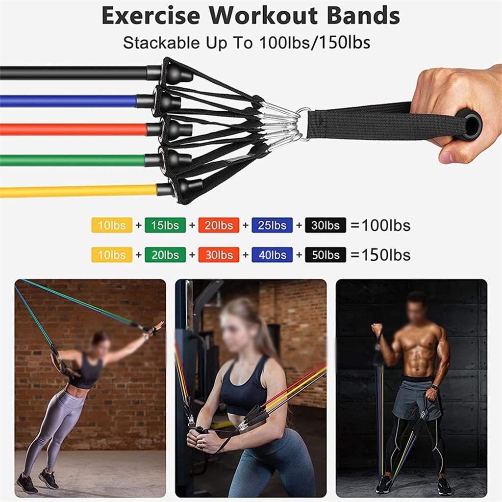 Adjustable Pilates Bar with Resistance Bands