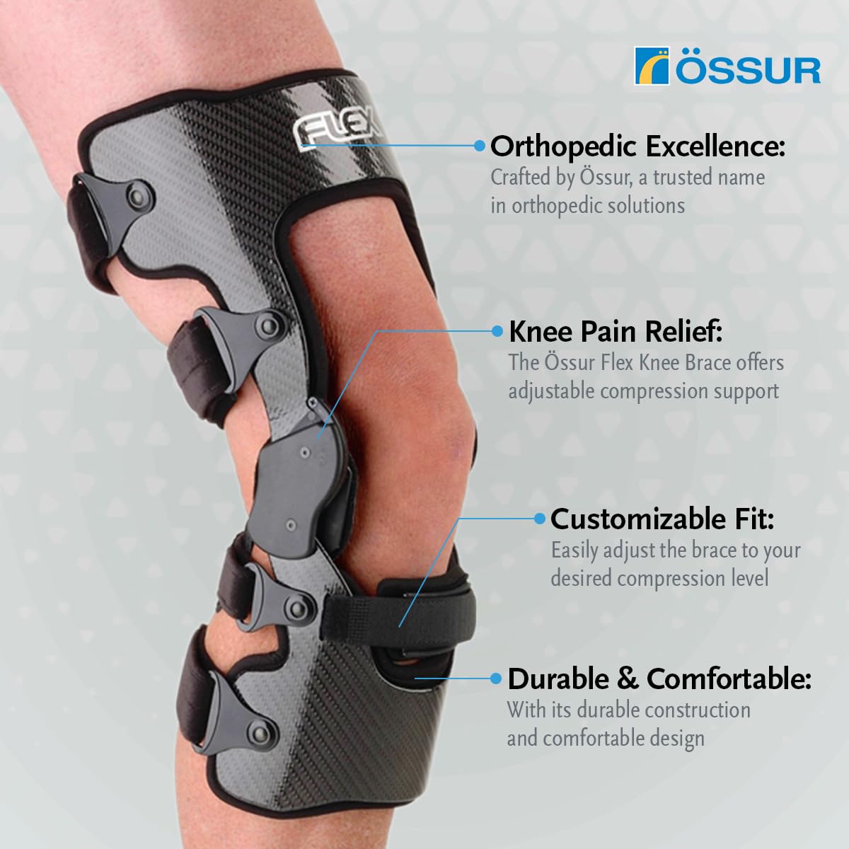 Carbon Fiber Knee Brace with Adjustable Hinges