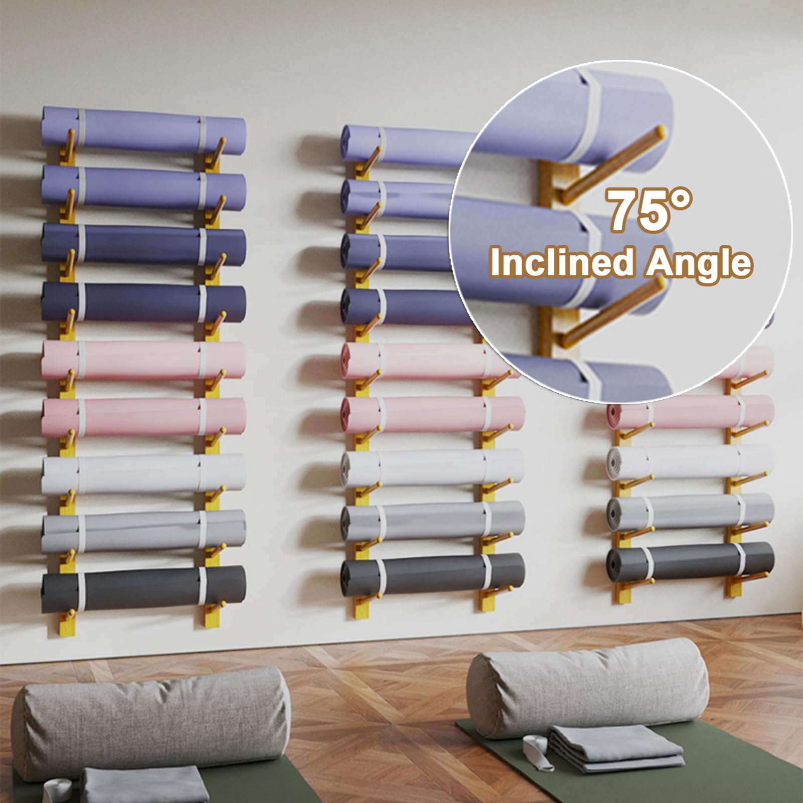 Wall-Mounted Yoga Mat & Foam Roller Rack