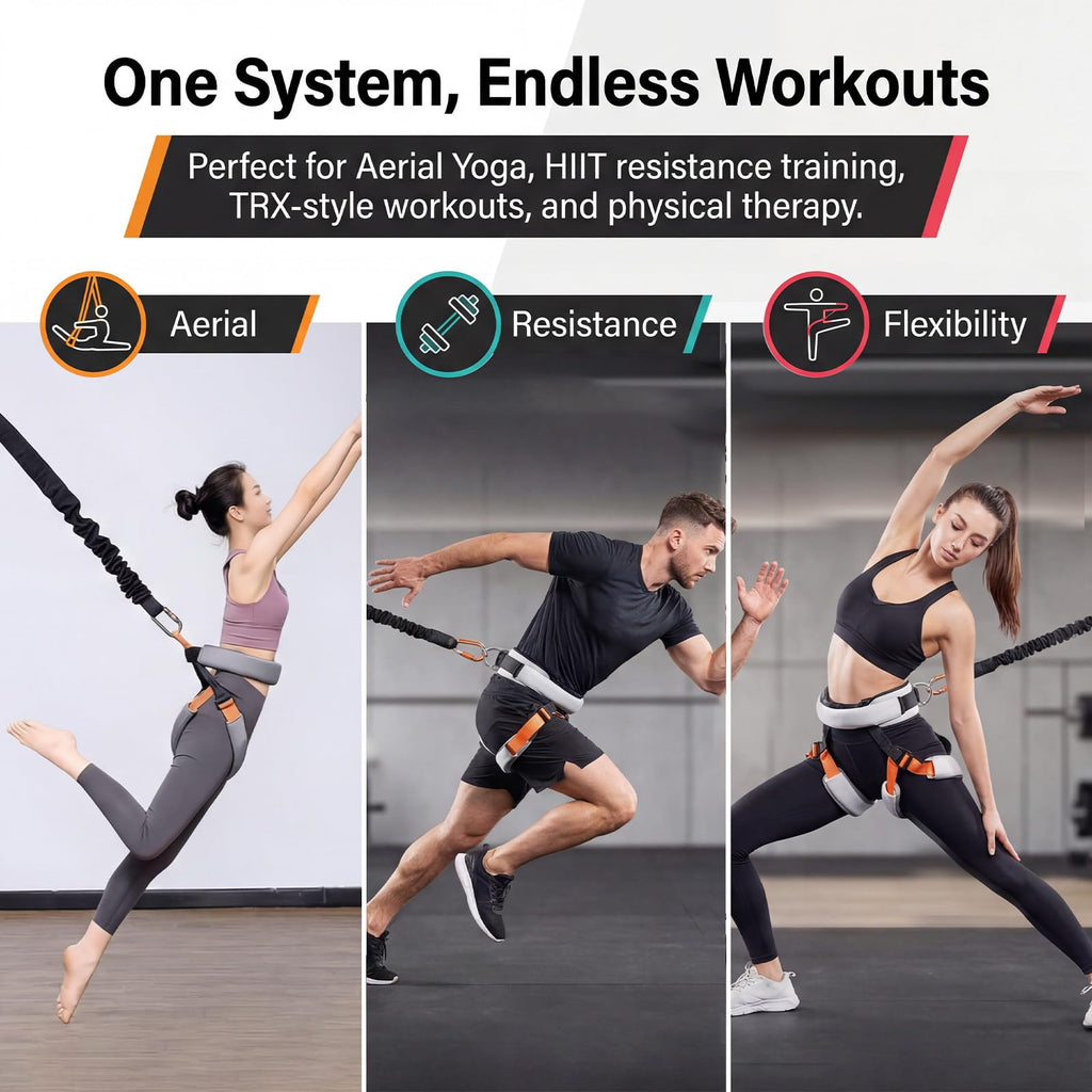 Bungee Fitness Trainer with Adjustable Harness