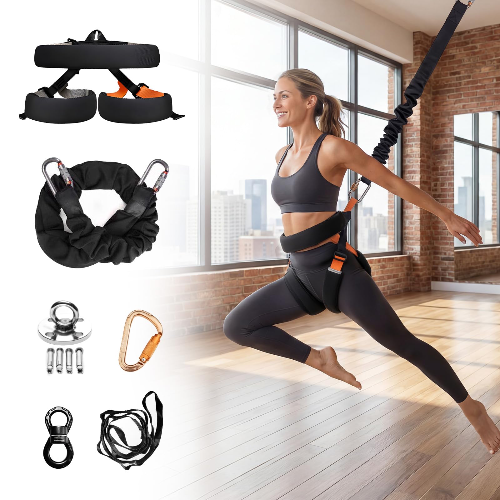 Bungee Fitness Trainer with Adjustable Harness