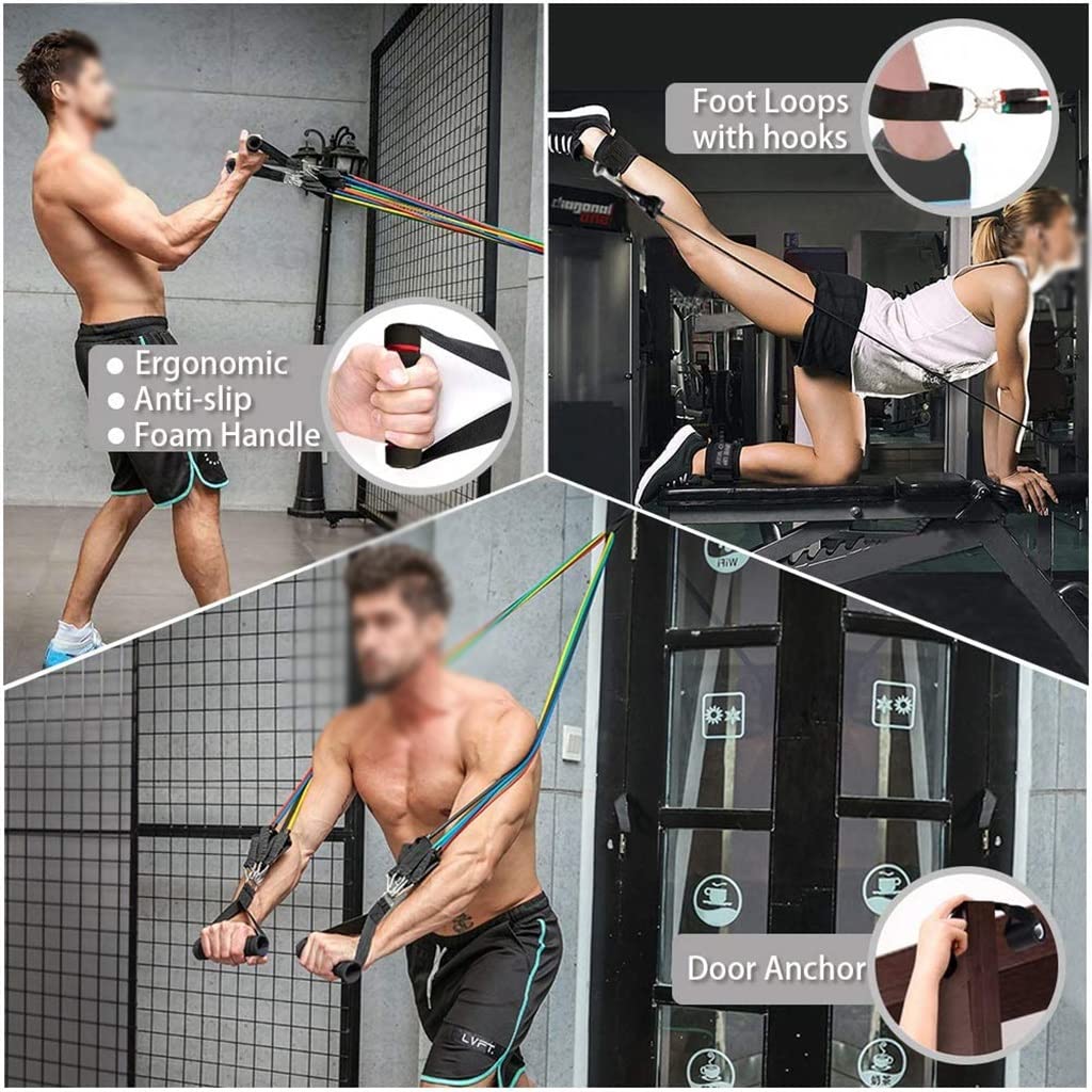 Adjustable Pilates Bar with Resistance Bands