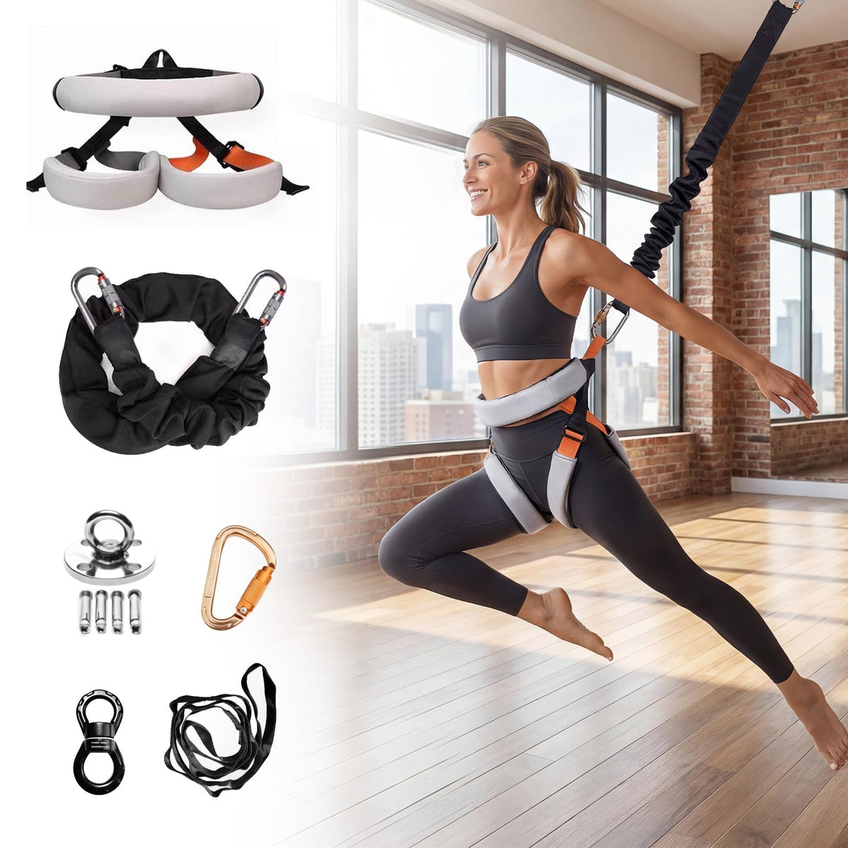 Bungee Fitness Trainer with Adjustable Harness