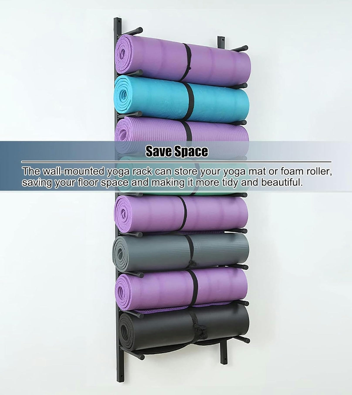 9-Tier Wall-Mounted Yoga Mat Storage Rack