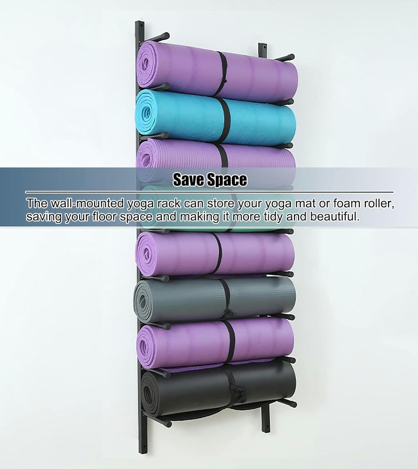 9-Tier Wall-Mounted Yoga Mat Storage Rack