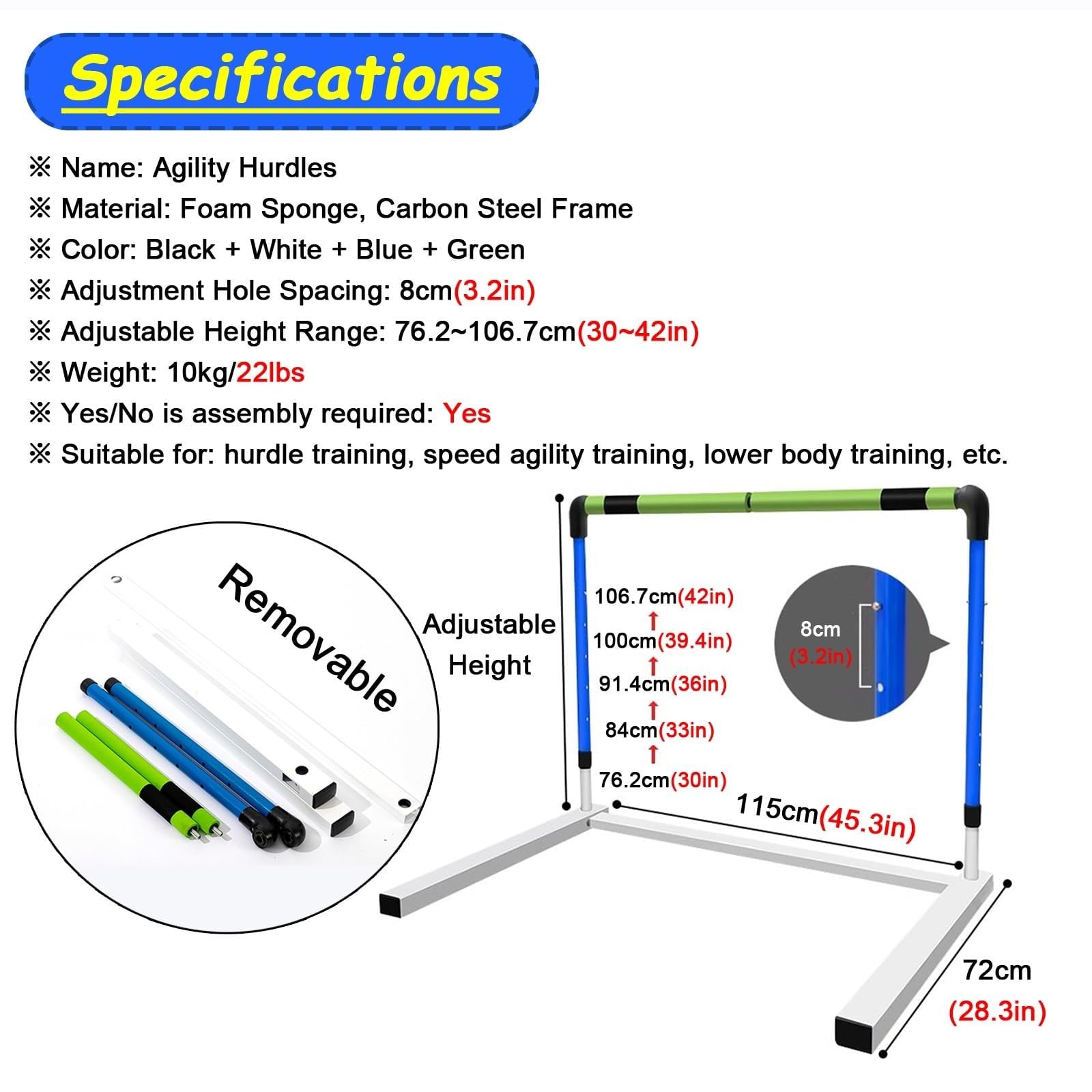 Adjustable Agility Training Hurdle