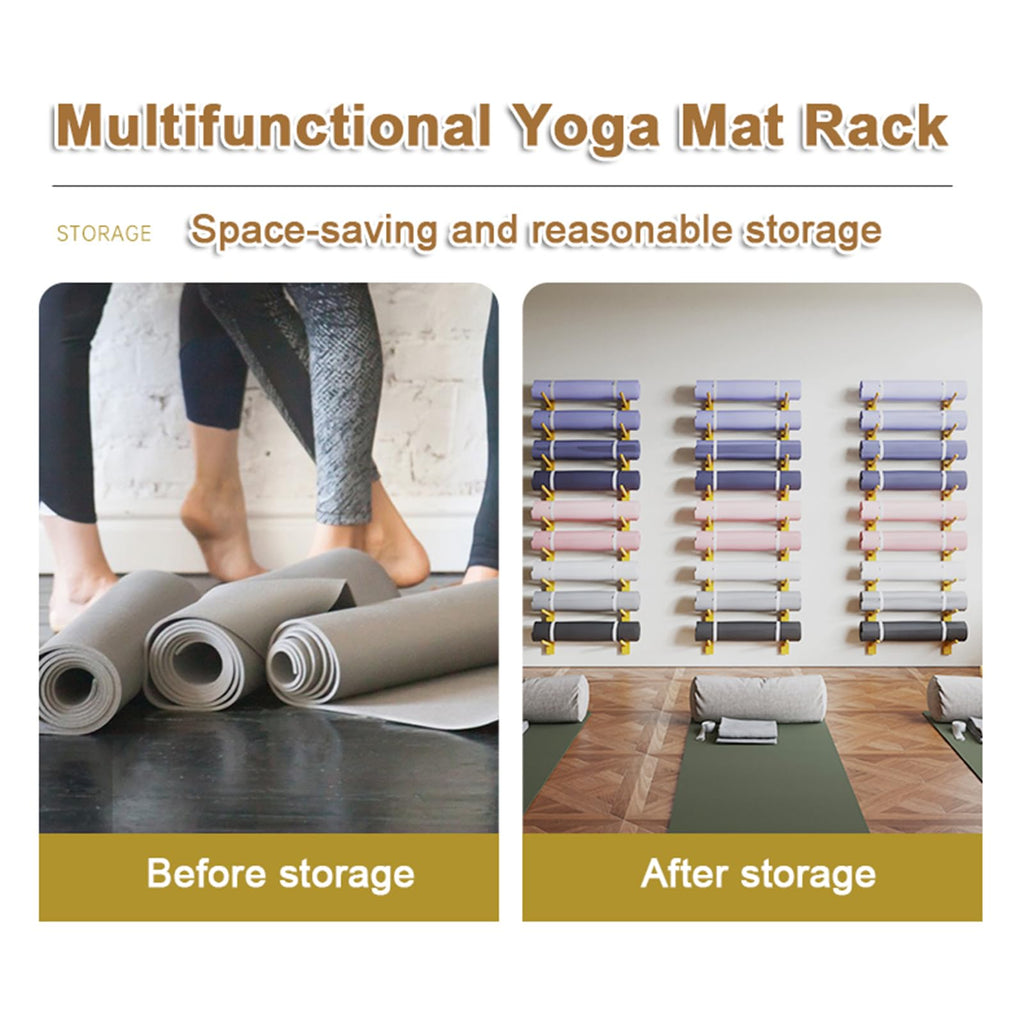 Wall-Mounted Yoga Mat & Foam Roller Rack