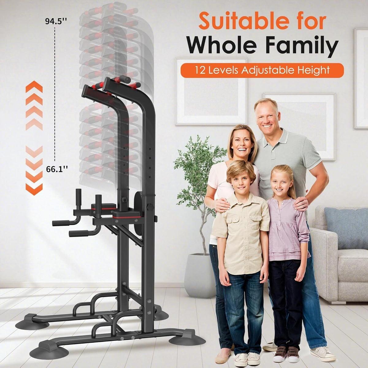 Adjustable Power Tower Pull-Up & Dip Station