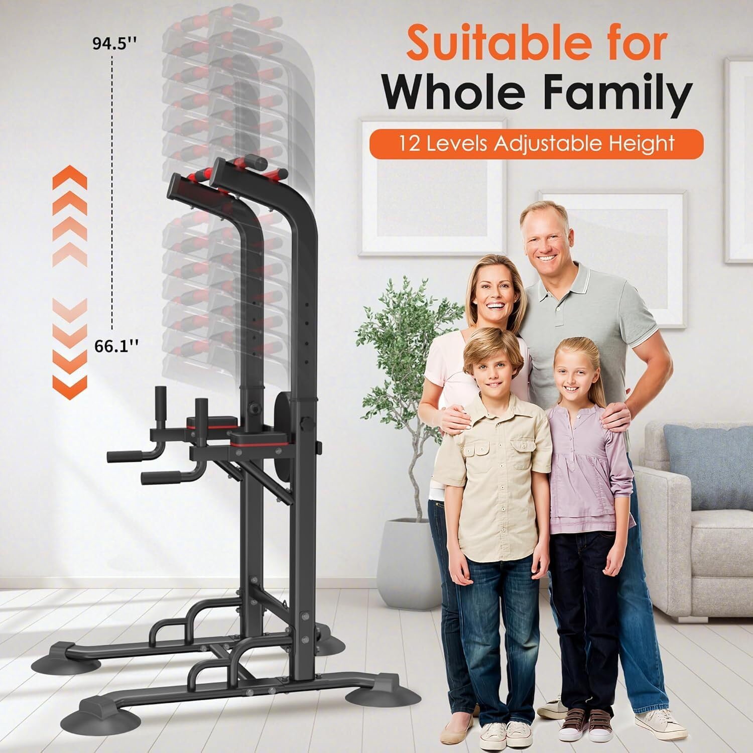 Adjustable Power Tower Pull-Up & Dip Station