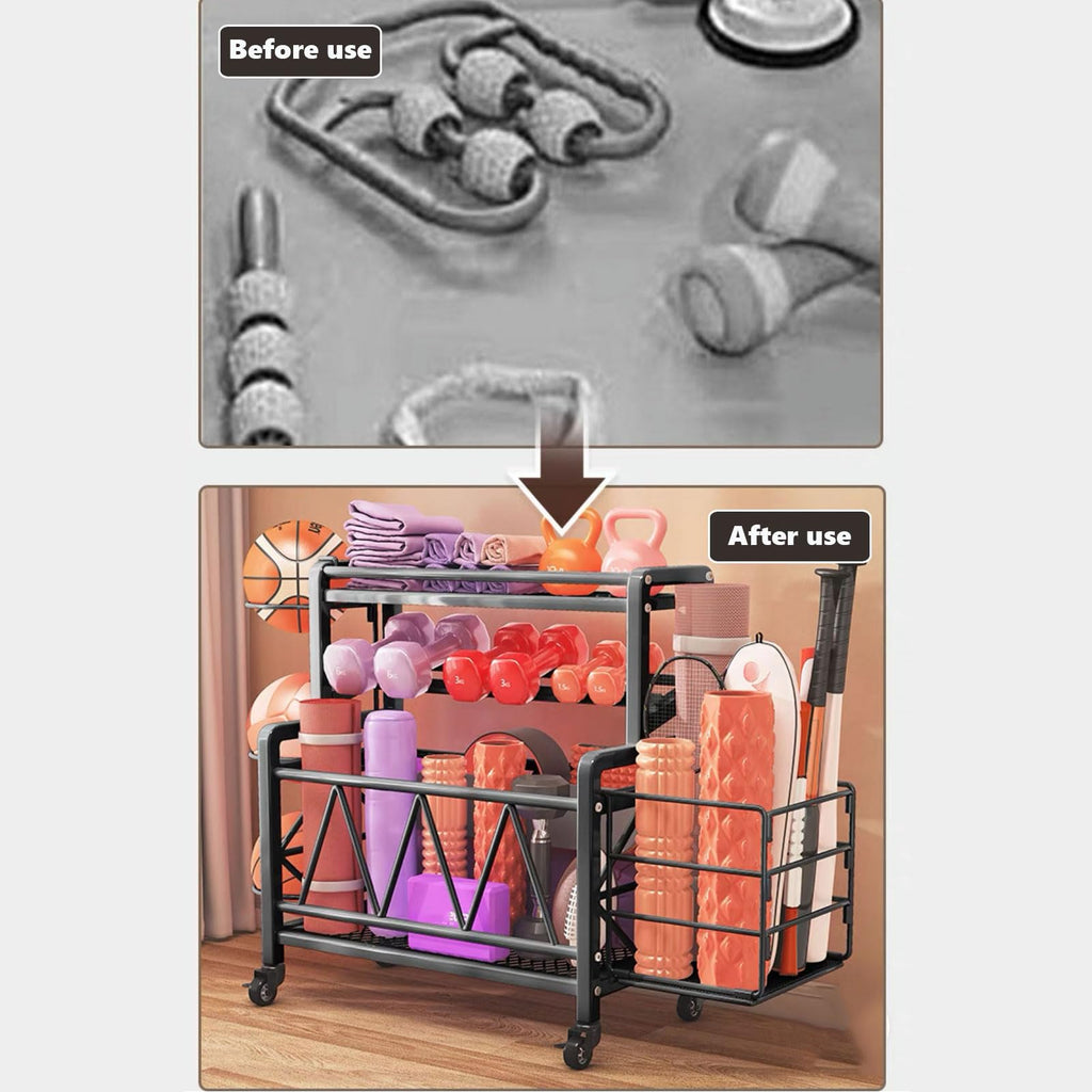 Yoga Mat Storage Rack & Rolling Cart