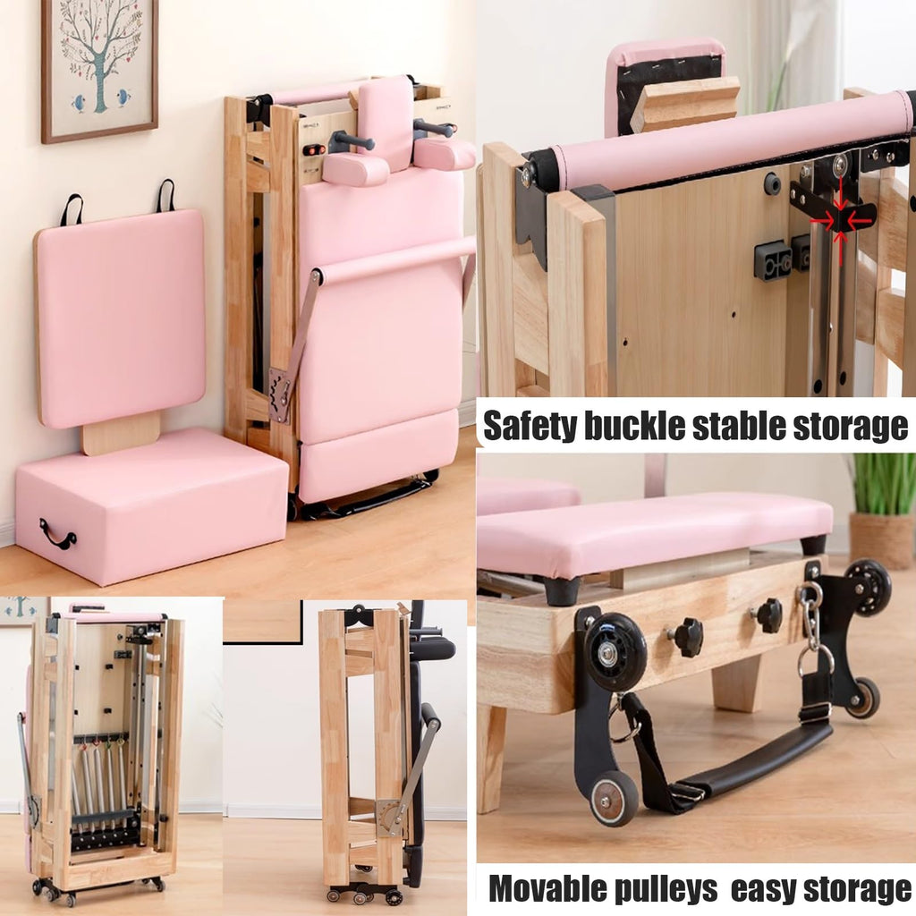 Foldable Oak Wood Pilates Reformer
