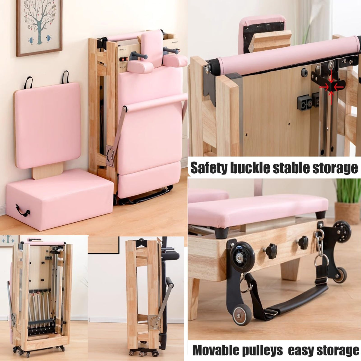 Foldable Oak Wood Pilates Reformer