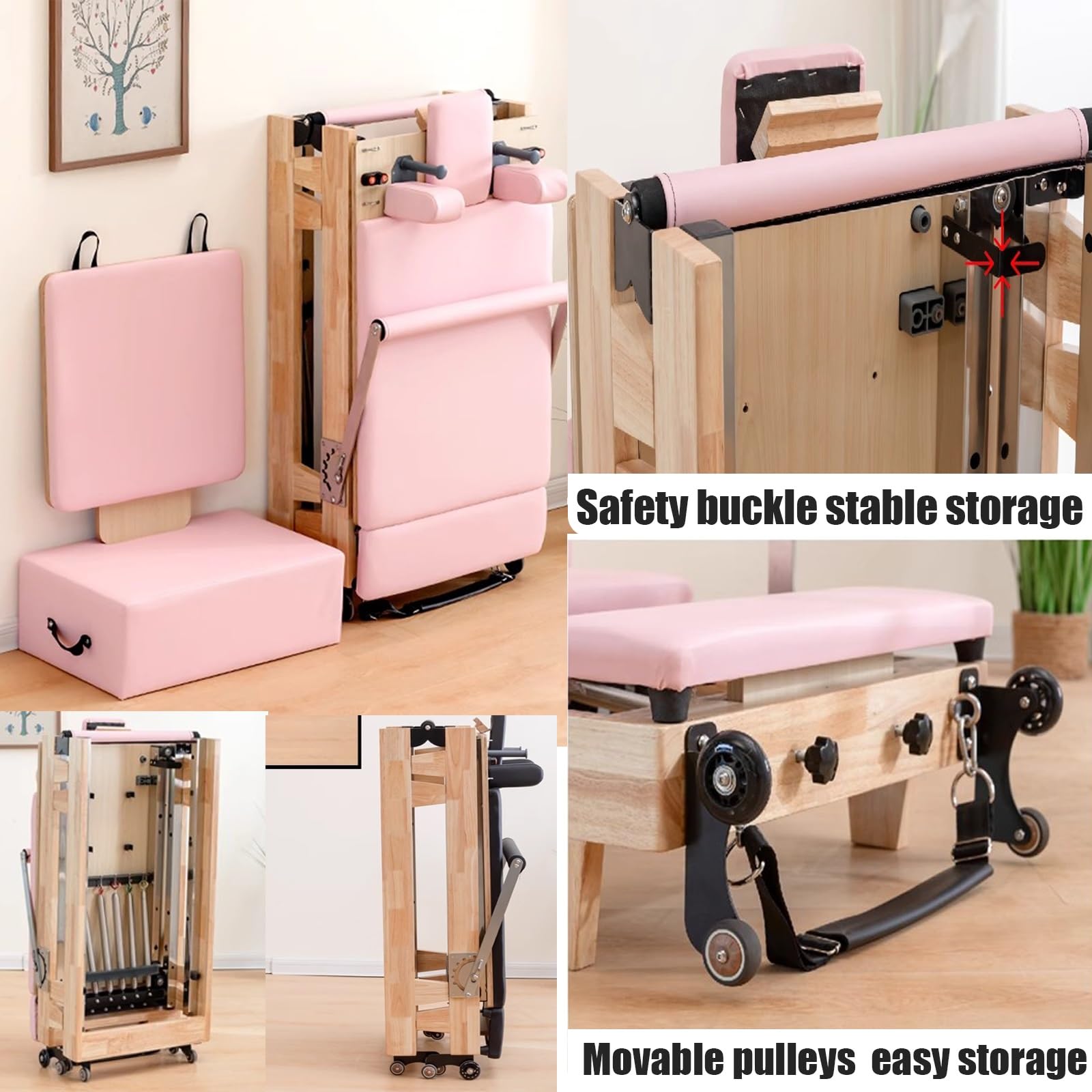 Foldable Oak Wood Pilates Reformer
