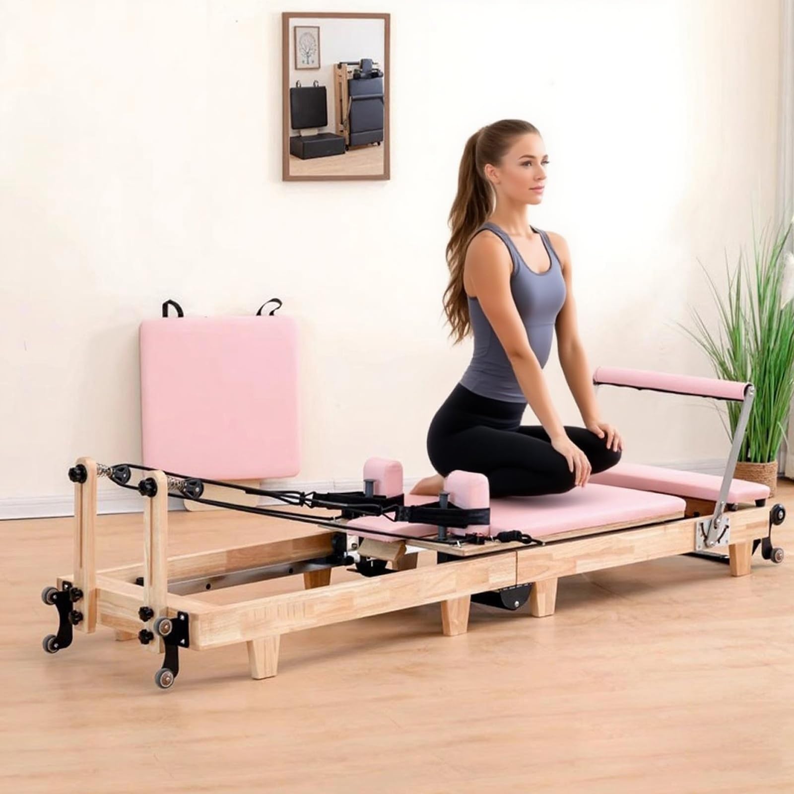Foldable Oak Wood Pilates Reformer