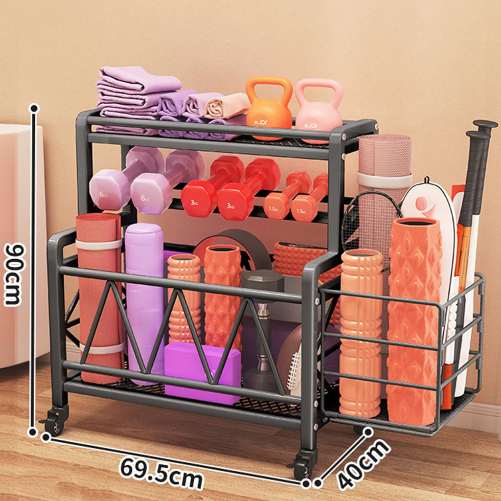 Yoga Mat Storage Rack & Rolling Cart