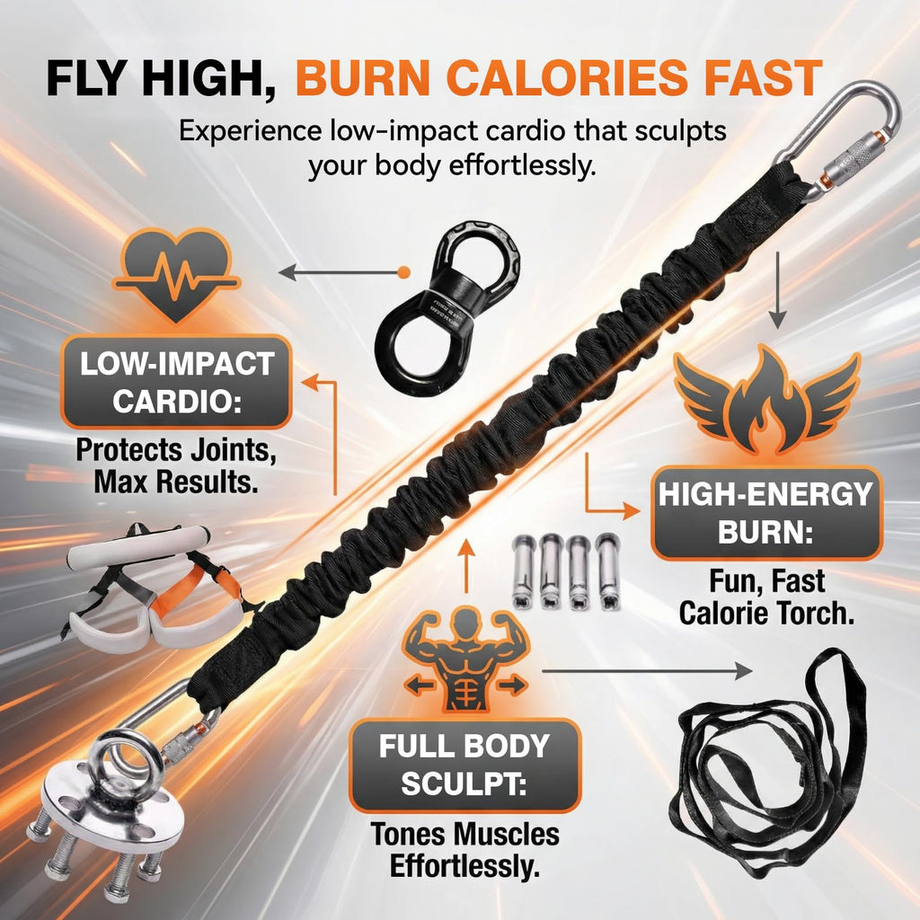 Bungee Fitness Trainer with Adjustable Harness