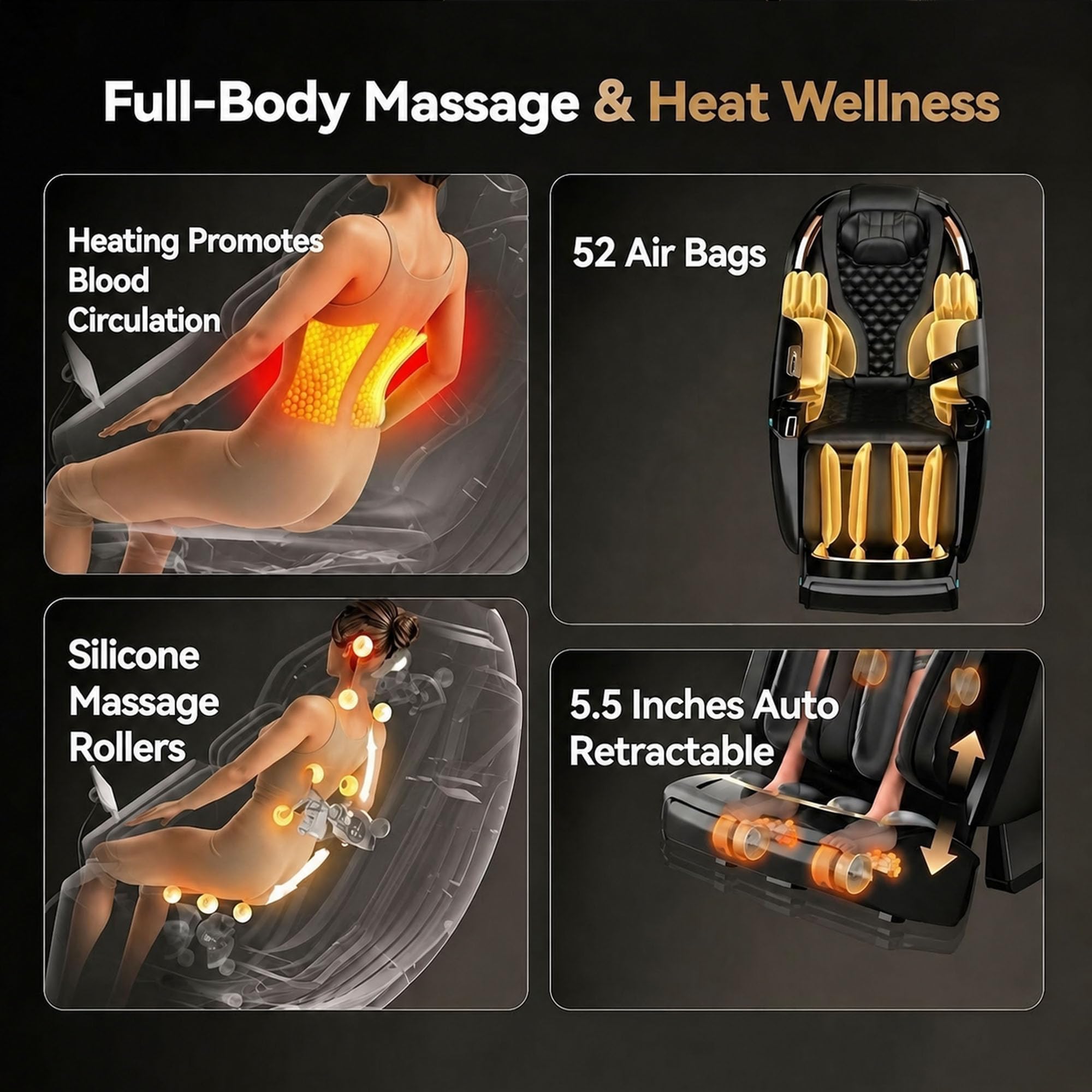 Yitouch 4D Full Body Zero Gravity Massage Chair Adjustable Shoulder Width
