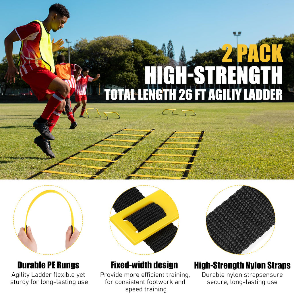 BORNEW 2 Pack Agility Ladder, Soccer Speed Training Equipment Set